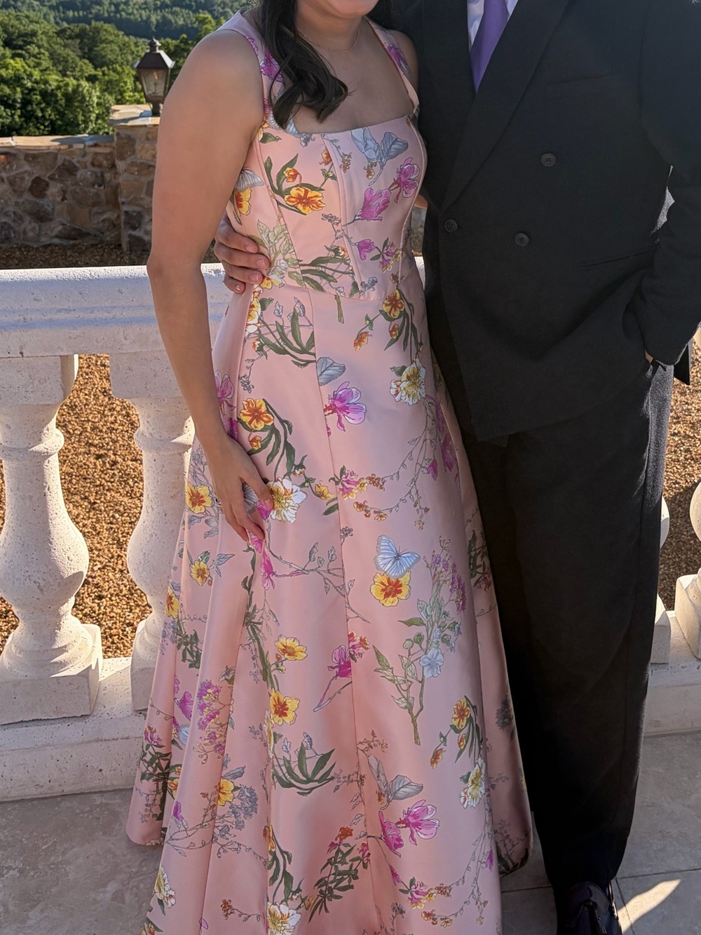 ALFRED SUNG Butterfly botanica pink sand bridesmaid dress size 4
